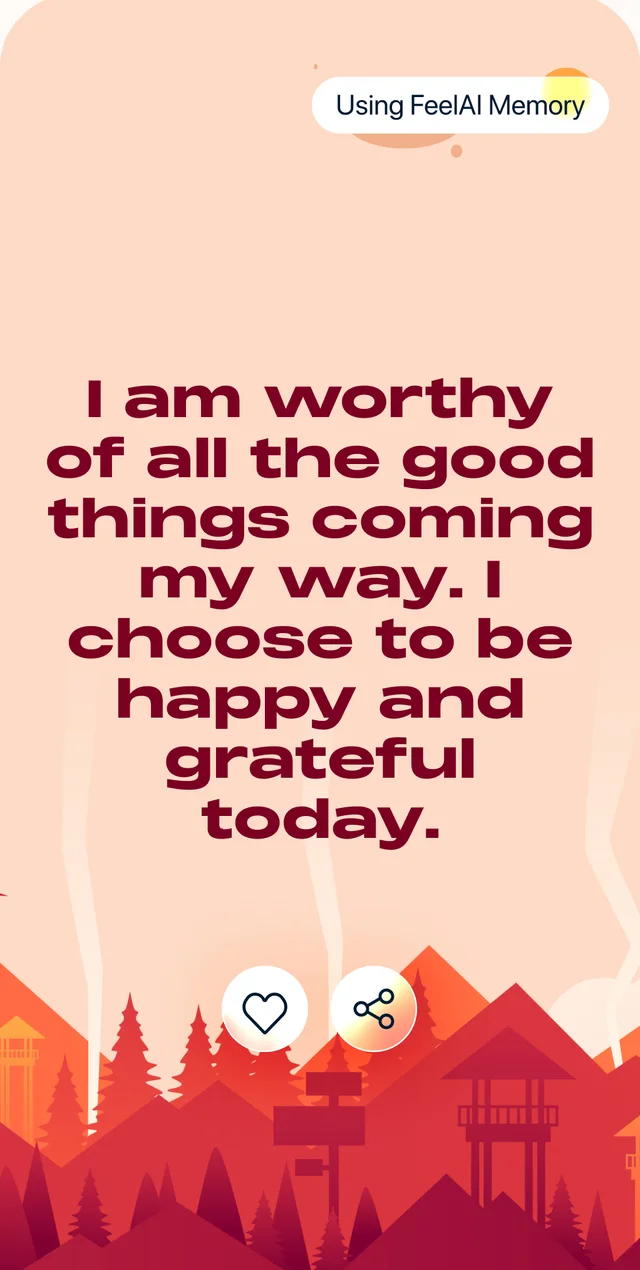 FeelScape showing an affirmation written for the user's mood