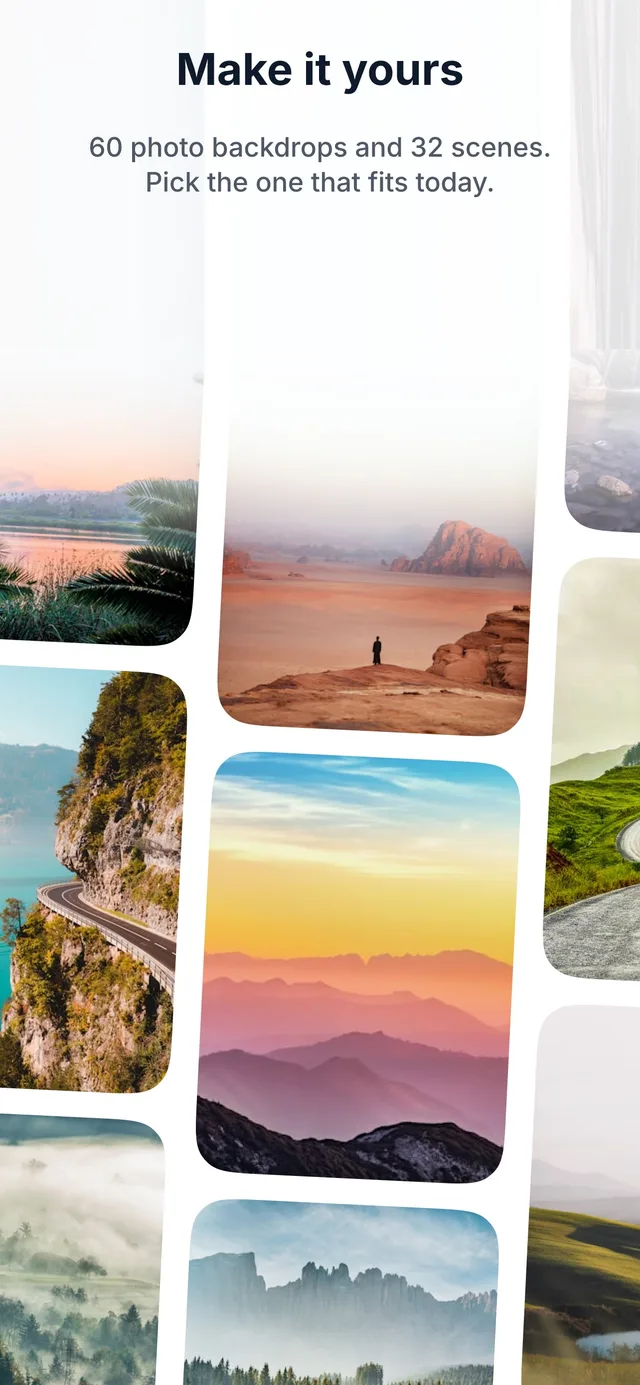 Grid of nature backgrounds available in FeelScape